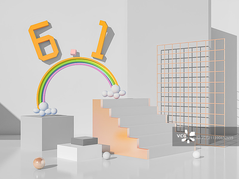 3D渲染儿童节场景产品展台创意图图片素材