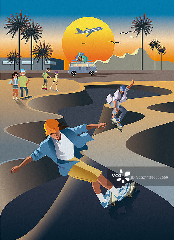 假日滑板公园图片素材