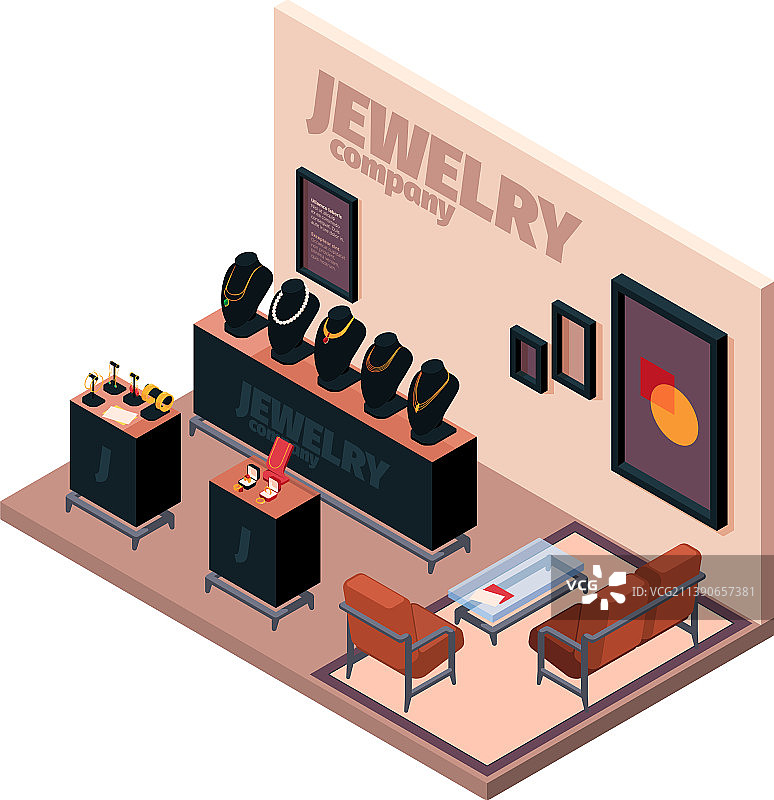 带有透明玻璃的奢华珠宝店图片素材