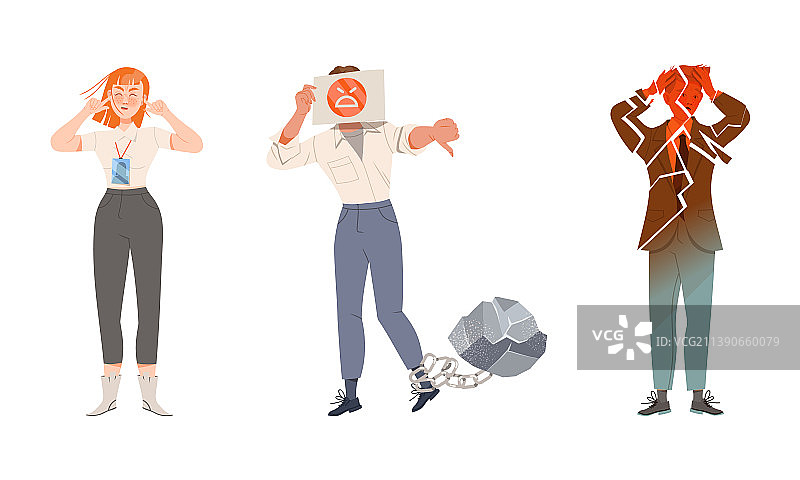 压力过大的男女办公室职员图片素材