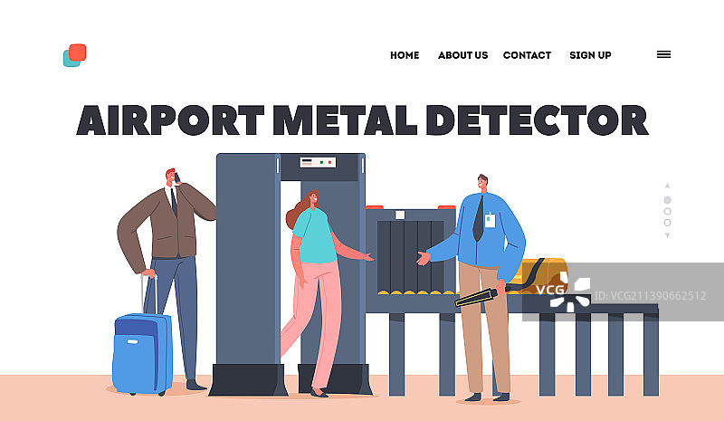 机场金属探测器着陆页模板图片素材