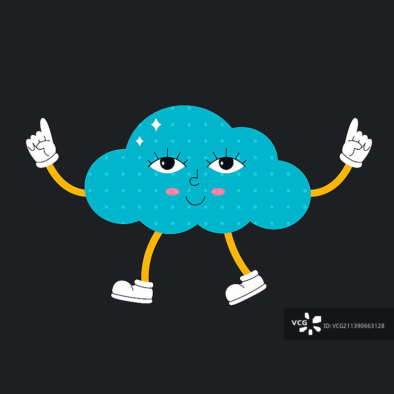 复古风格的可爱卡通云朵形象图片素材