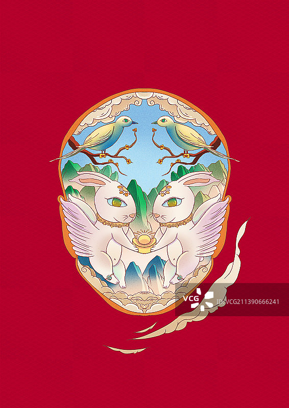 兔年生肖-喜上眉梢图片素材