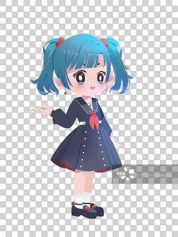 可爱的双马尾女孩图片素材