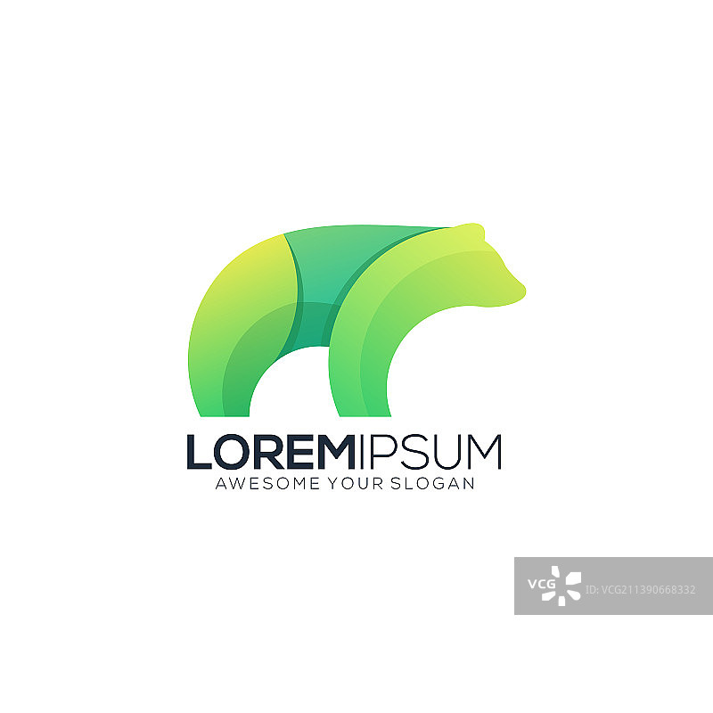现代渐变彩色熊logo模板图片素材