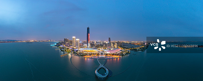 苏州湾吴江太湖新城城市夜景风光图片素材
