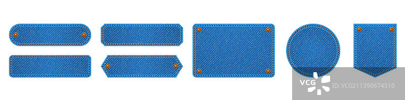 带有牛仔布纹理的牛仔布贴片标签图片素材