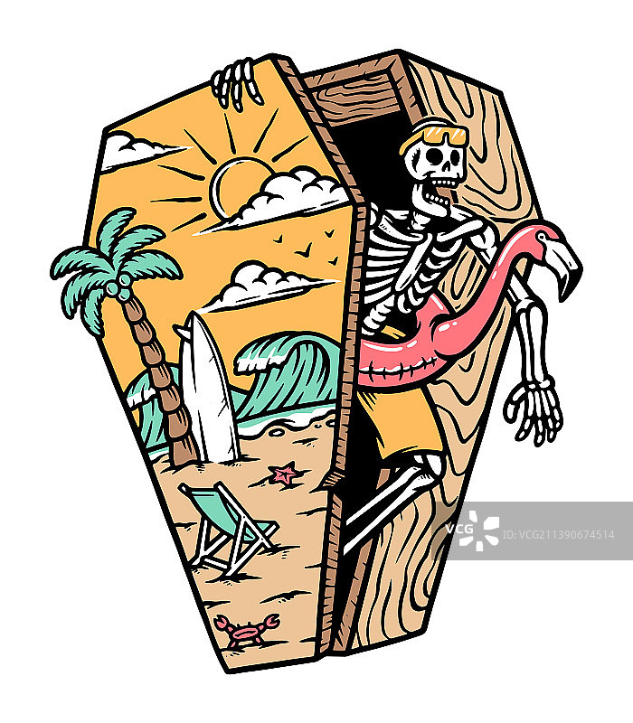 海滩棺材骷髅图片素材