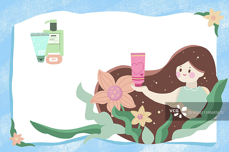 护肤美妆扁平风插画图片素材