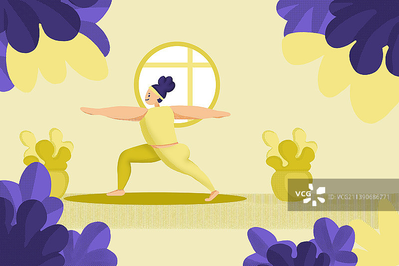 瑜伽个性扁平插画图片素材
