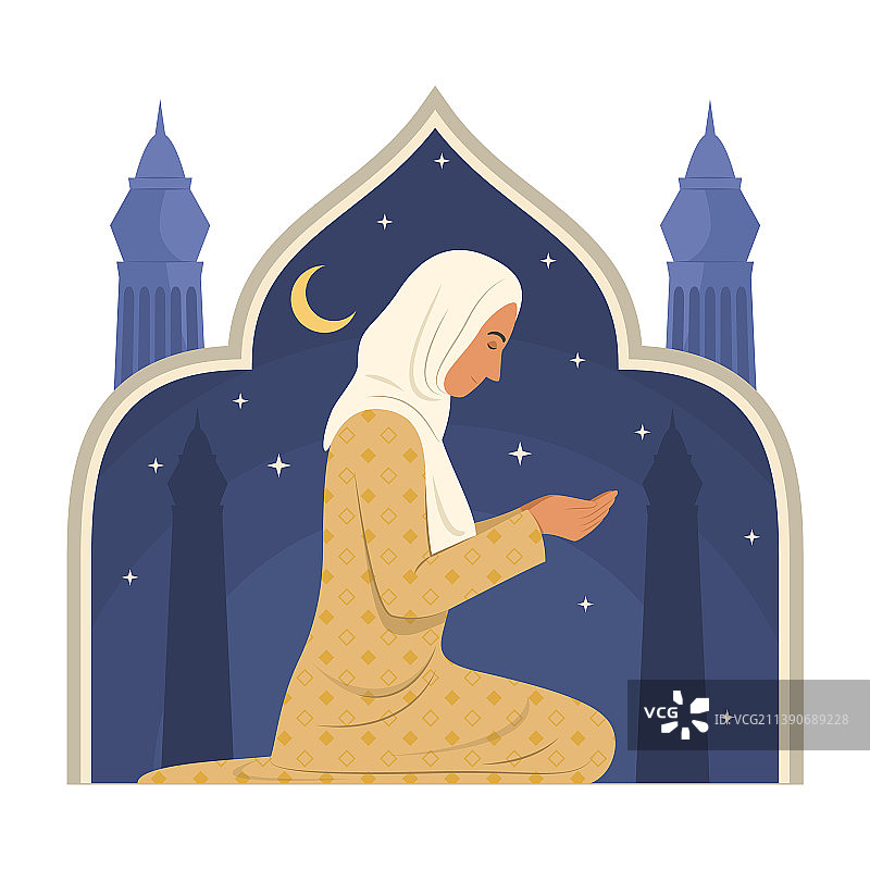 穆斯林妇女向上帝祈祷图片素材