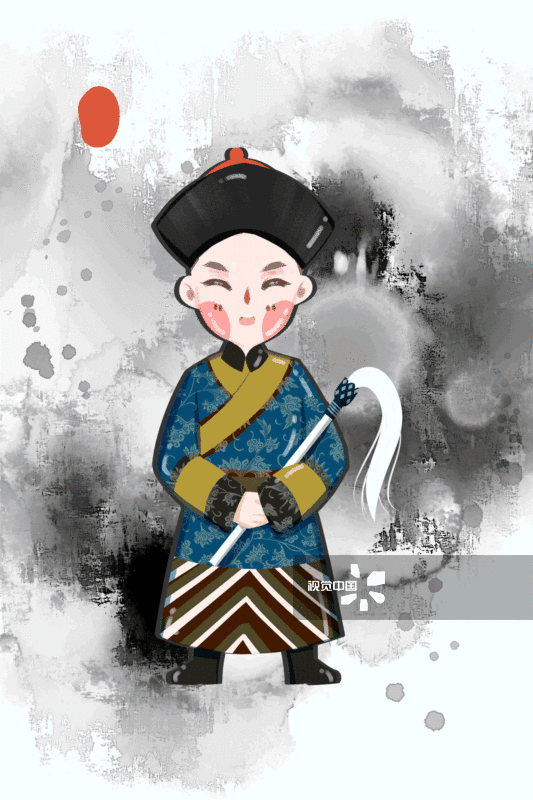中国风可爱古代宫廷太监插画-GIF动图图片素材