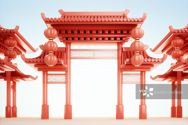 3D渲染的中国风场景图片素材