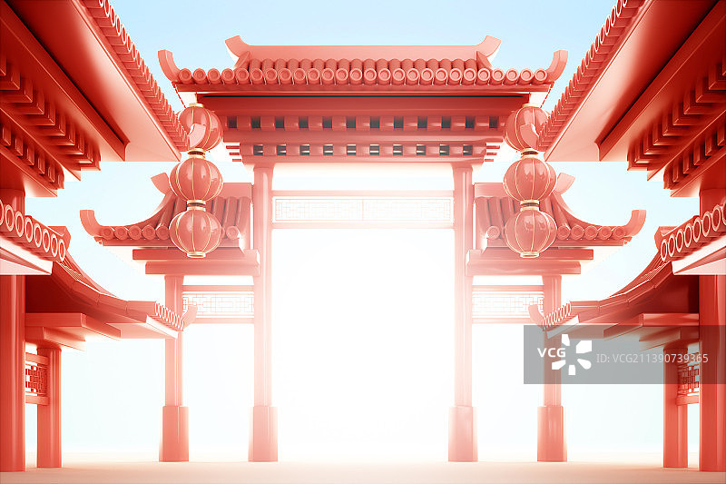 3D渲染的中国风场景图片素材