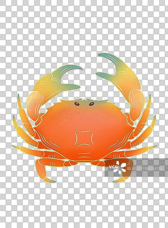中国风线描渐变色螃蟹图片素材