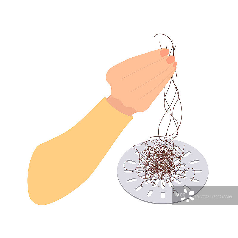 被毛发堵塞的淋浴排水口图片素材