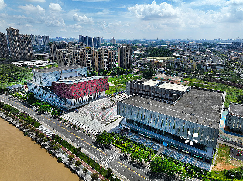 广东省江门市江海区江门演艺中心东华大桥航拍图片素材