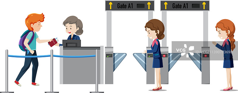 旅客走向登机口图片素材