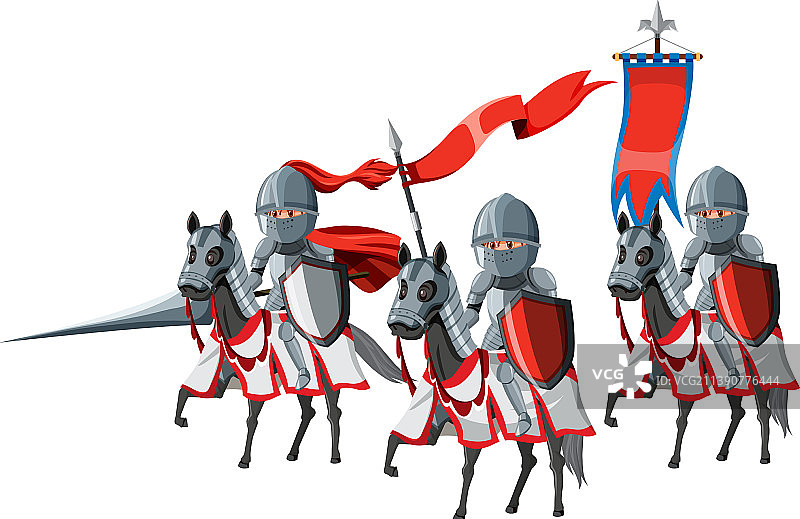 一群骑在马上的中世纪骑士图片素材