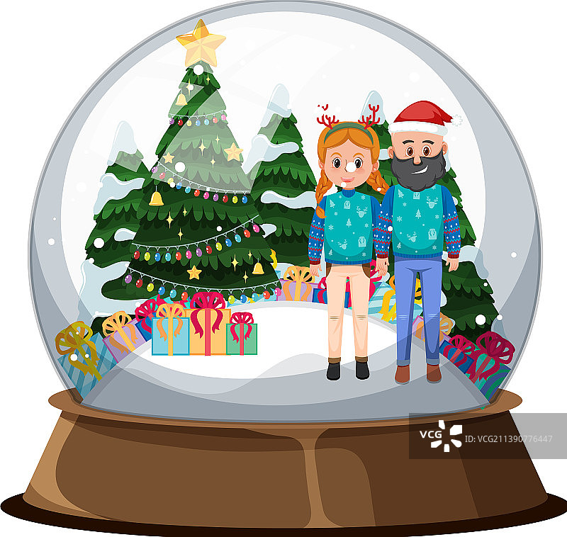 雪景球中的情侣图片素材