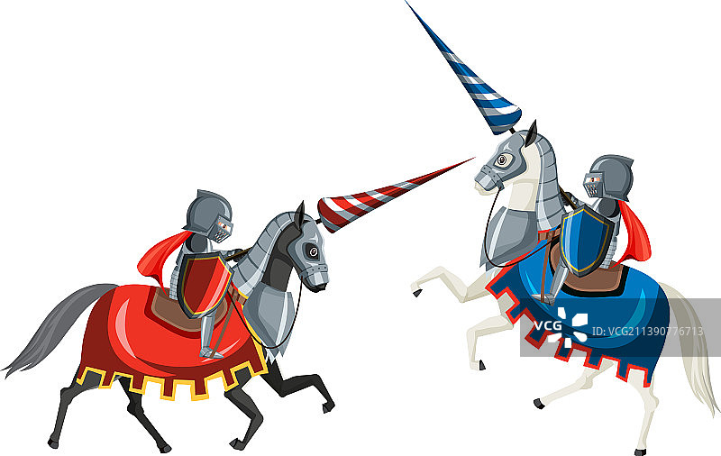 白色背景上的中世纪骑士比武锦标赛图片素材
