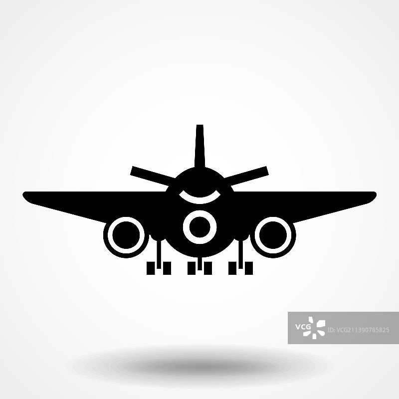 白色背景上的黑色扁平飞机图标图片素材