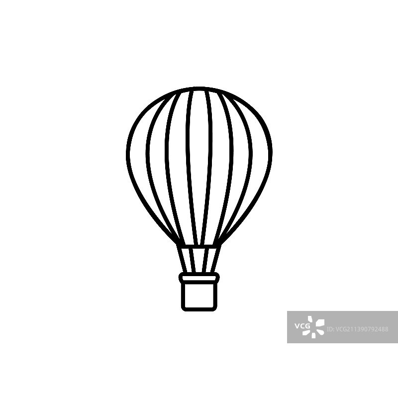 热气球线条图标黑色简约图标图片素材