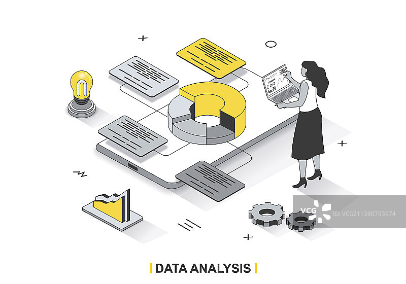 3D等距轮廓数据分析概念图片素材