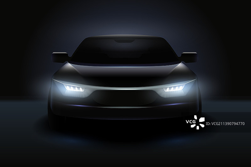 逼真的汽车前大灯图片素材