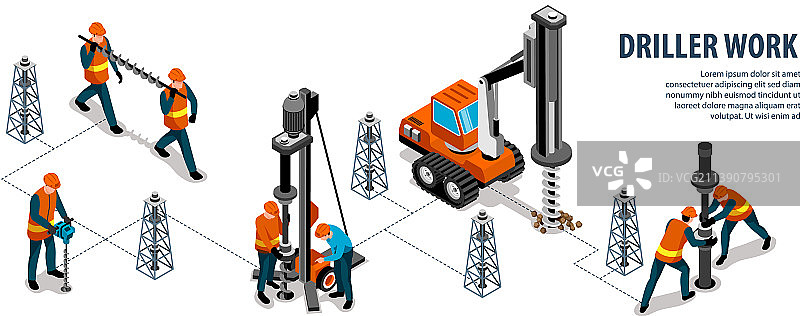 钻孔机等距视角信息图图片素材