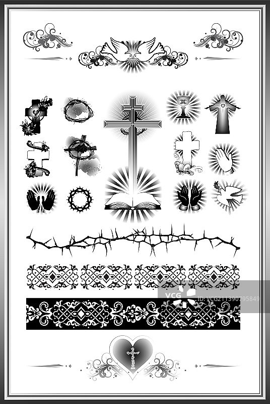 宗教标志黑色图像合集图片素材