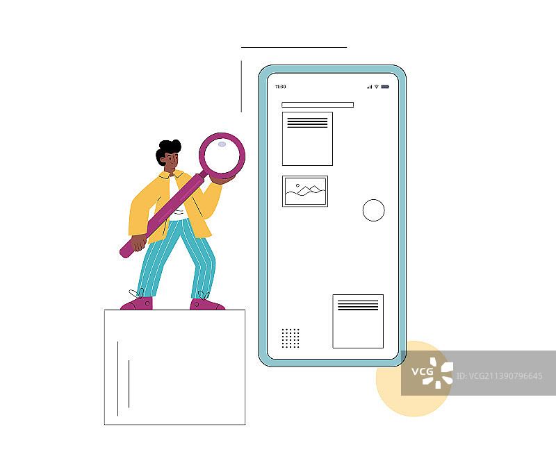 男人为手机进行UI设计图片素材