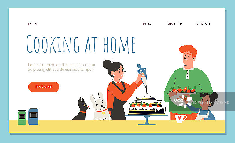与父母在家烹饪的网站banner图片素材