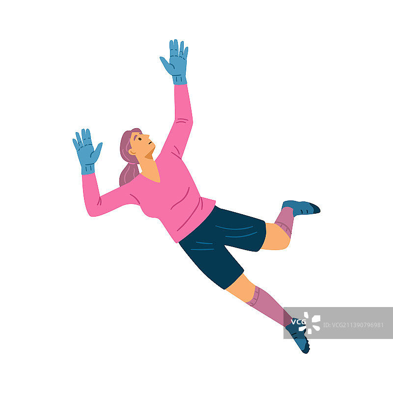 跳跃救球的女足球守门员图片素材