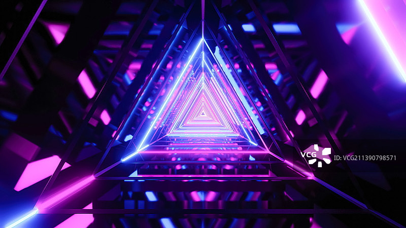 霓虹灯特效三角形立体空间图片素材