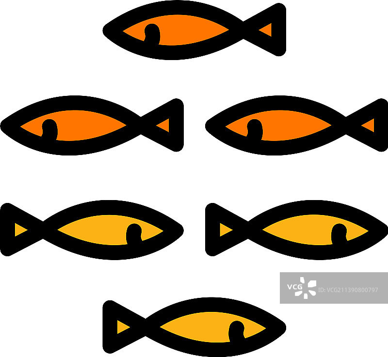 沙丁鱼彩色图标图片素材