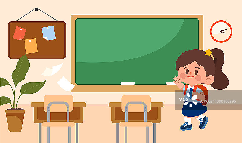 小学生初中生开学矢量分层插画图片素材