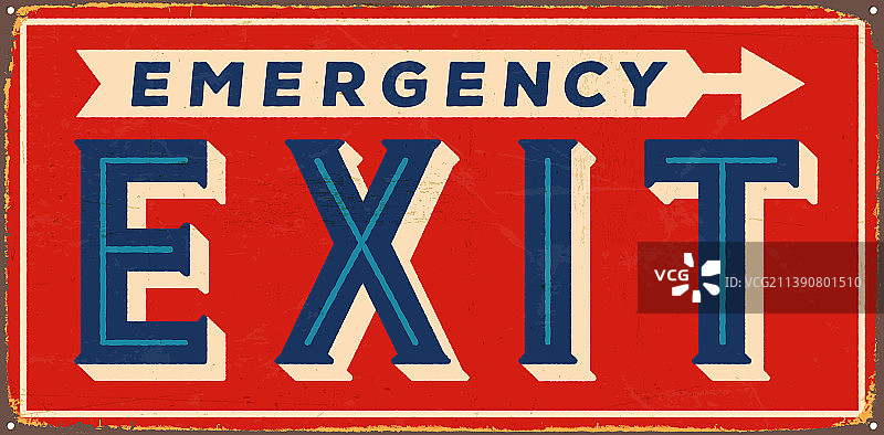 复古紧急出口金属标志图片素材