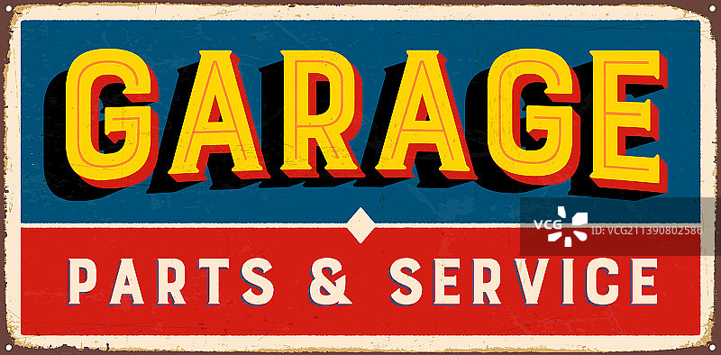 复古车库零件维修金属标志图片素材