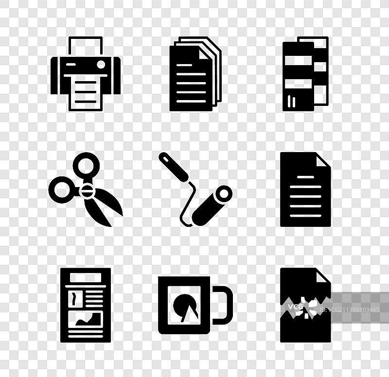 打印机文件颜料新闻咖啡组合图片素材