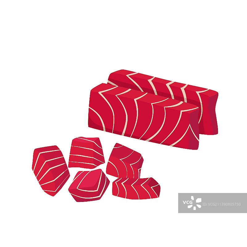 金枪鱼鱼片牛排与切割块图片素材