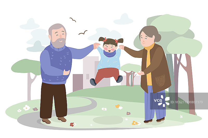 户外玩耍的幸福家庭概念背景图片素材