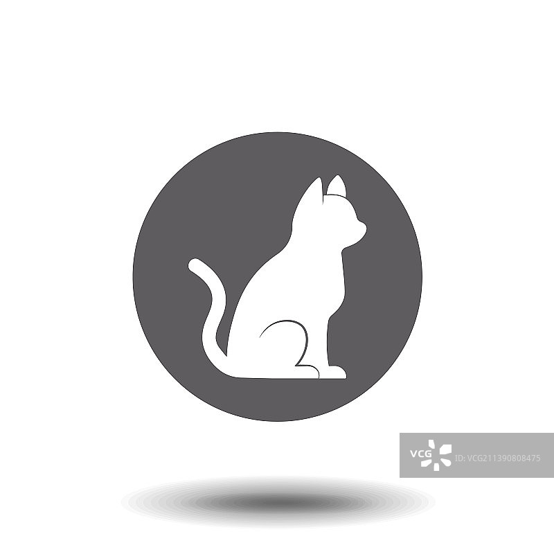 优雅的黑猫剪影侧坐图片素材