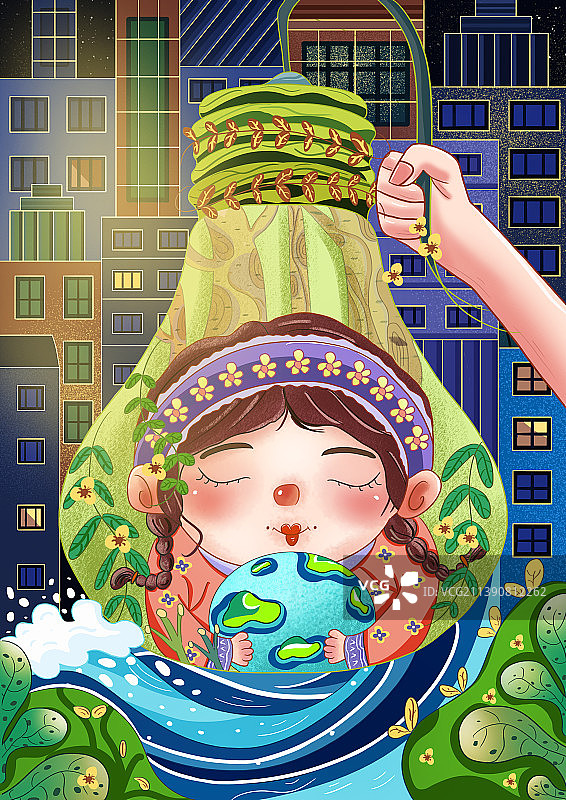 地球一小时插画环保图片素材