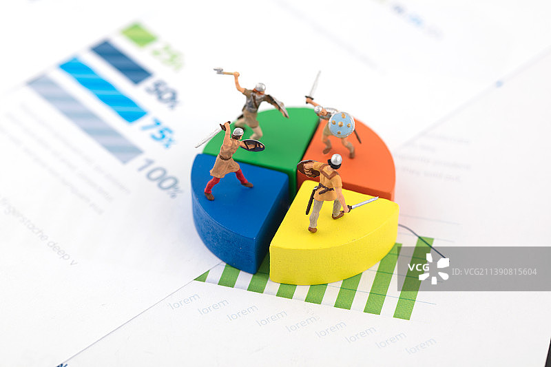 微缩摄影饼状图占比竞争图片素材