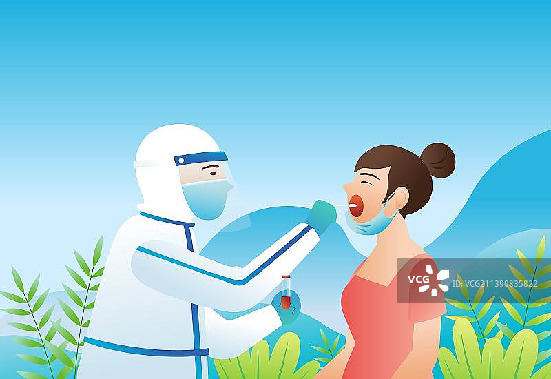 医生护士做核酸检测插画海报图片素材