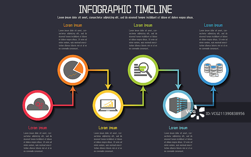 商务风格的时间线与流程图的矢量设计模板图片素材