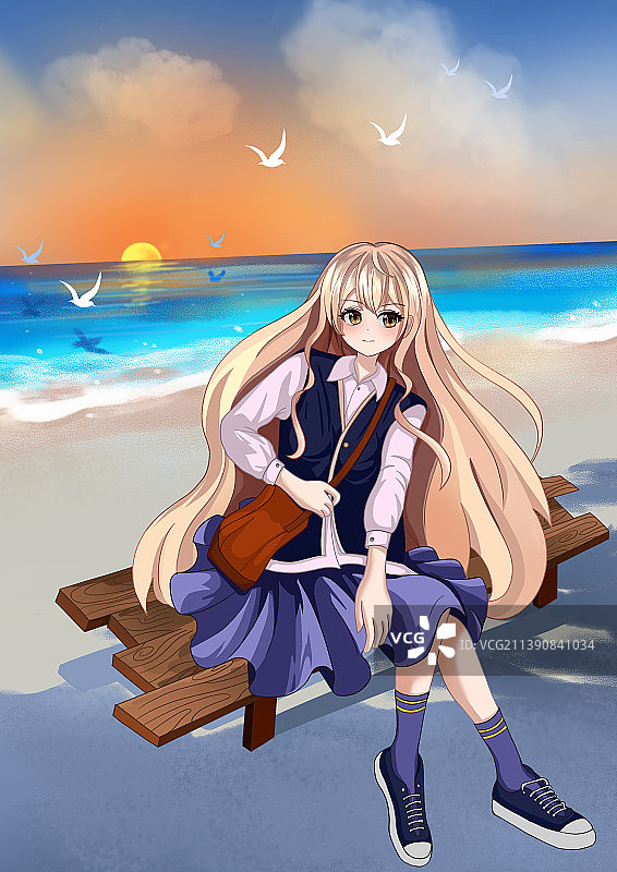 少女唯美插画图片素材