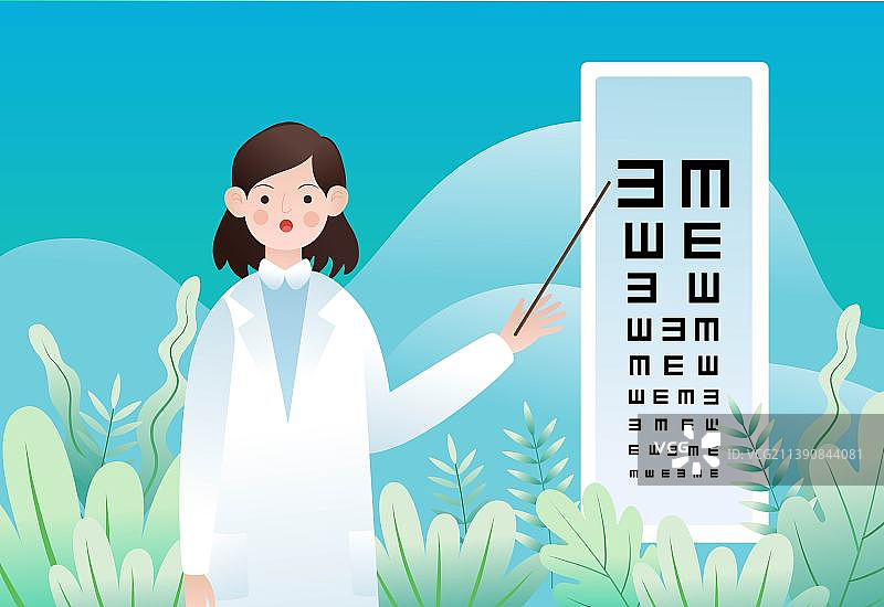 眼科医生视力测试插画海报图片素材