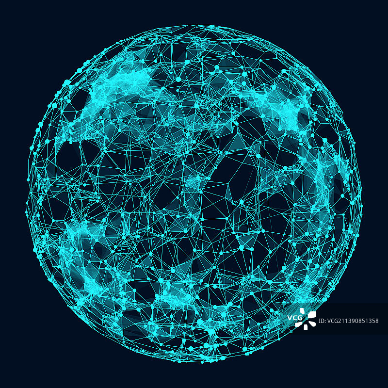 点线相连的抽象科技概念的球体图片素材